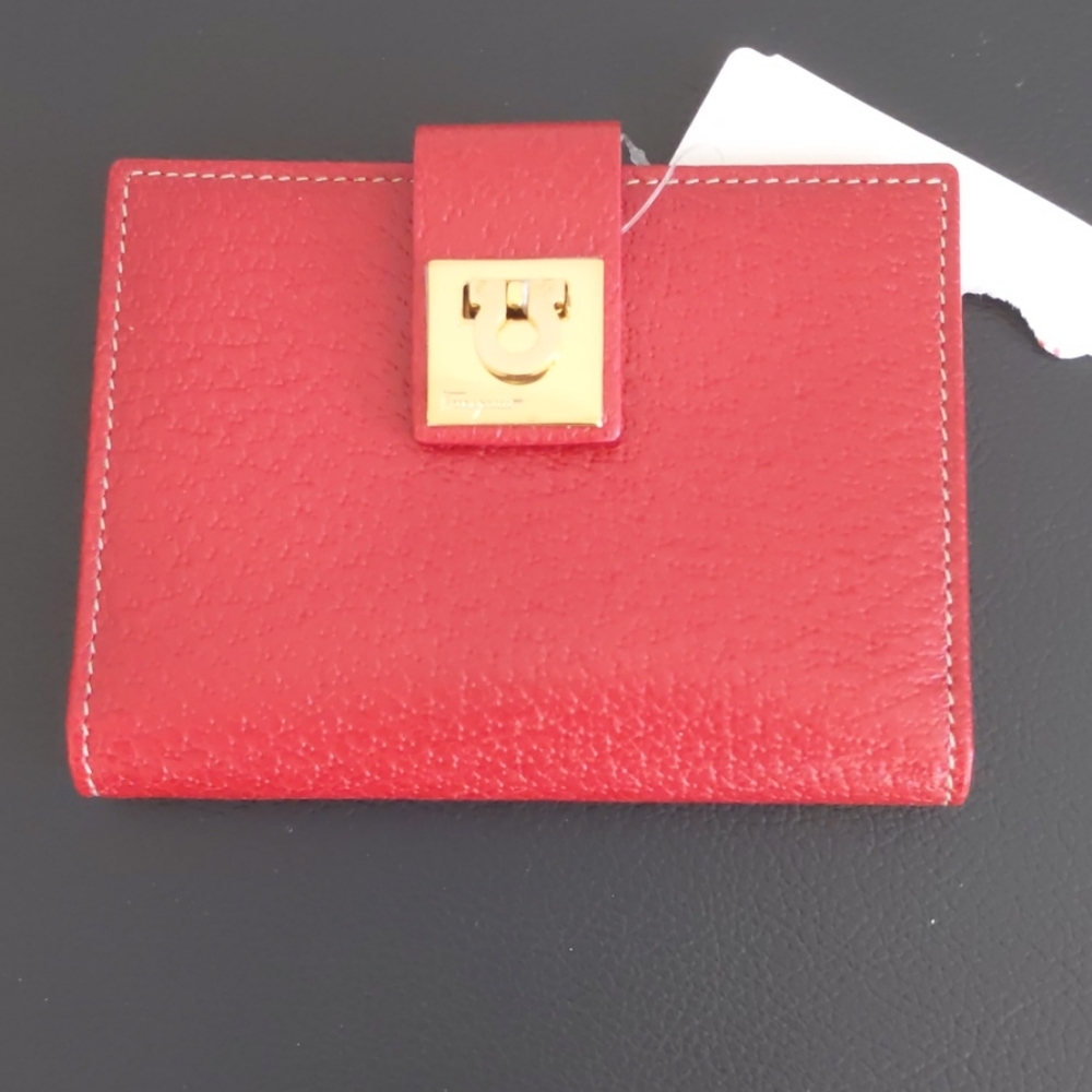 Salvatore Ferragamo Red Leather Card Holder